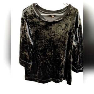 Crushed Velvet Gray/Green M Short Sleeve Blouse